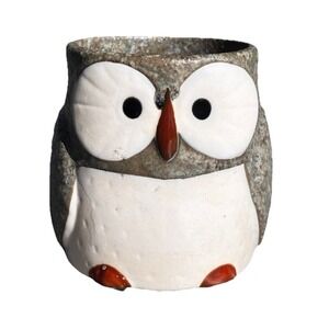 Mino ware Japanese Pottery Yunomi Chawan Owl Shape Mug Stone Charcoal Japan